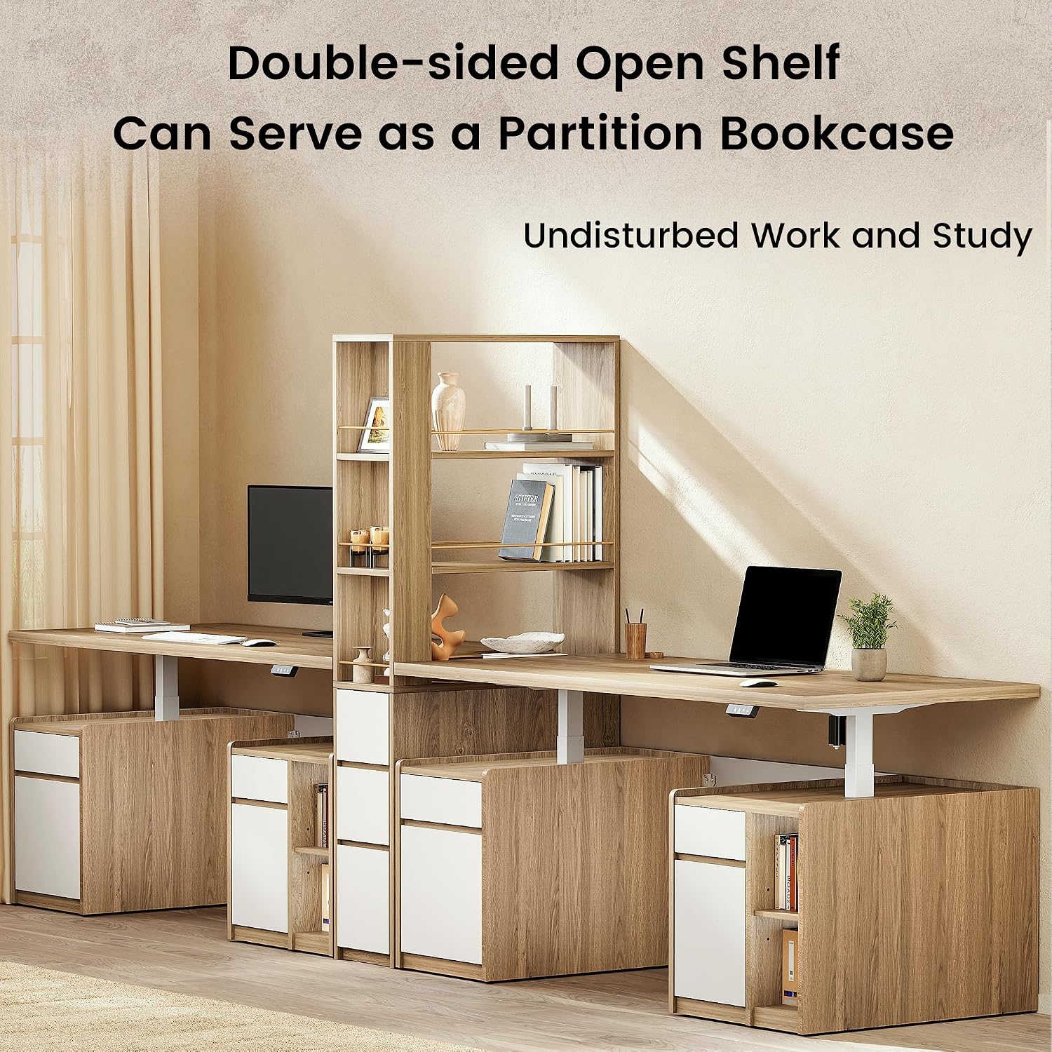 ModernMate 71' Tall Corner Bookshelf with 3 Drawers, Narrow Bookcase | 3-Tier Double-Sided Slim Bookcase for Small Space, Display Storage Shelves for Living Room, Home Office, Study, Light Walnut