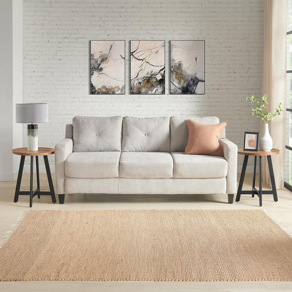 Alaterre Furniture End Table Set - Set of 2 Round Side Tables with MDF Tops and Metal Frames - for Living Room, Bedroom, or Dorm Room (Walnut)