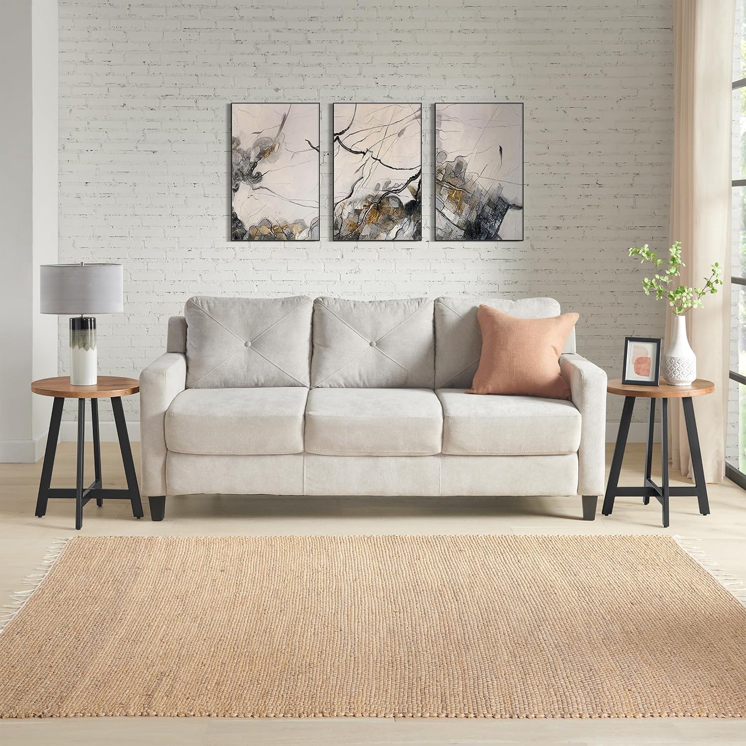 Alaterre Furniture End Table Set - Set of 2 Round Side Tables with MDF Tops and Metal Frames - for Living Room, Bedroom, or Dorm Room (Walnut)