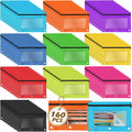 Pencil Pouch for 3 Ring Binder, 160 Piece Bulk 3 Holes Zipper Pencil Pouches in 10 Assorted Colors, Clear Durable Pencil Case for School, Classroom, Office Supplies