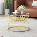 Christopher Knight Home 27.50' Coffee Table, Large End Table, Hourglass Curved Lines Frame, Metal Frame, Clear Tempered Glass Top, Chic Home Decoration, Accent Side Tables for Living Room, Gold
