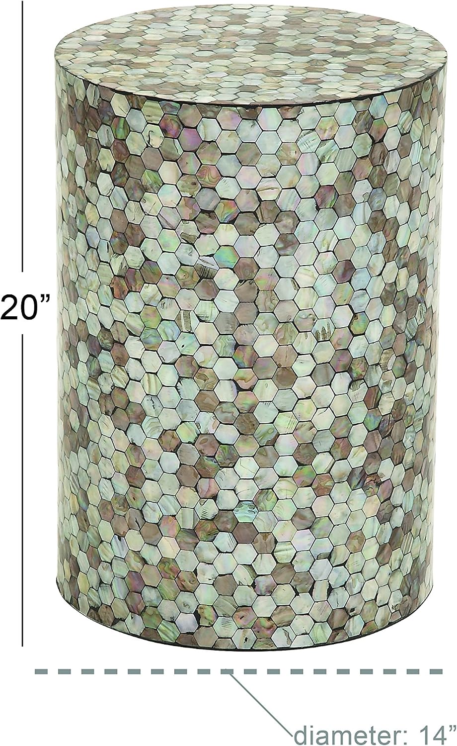 Deco 79 Mother of Pearl Shell Geometric Handmade Side End Accent Table Mosaic End Table, Side Table 14' x 14' x 20', Multi Colored