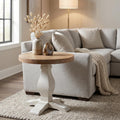 Martin Svensson Home Napa Solid Wood Pedestal End Table, White and Driftwood