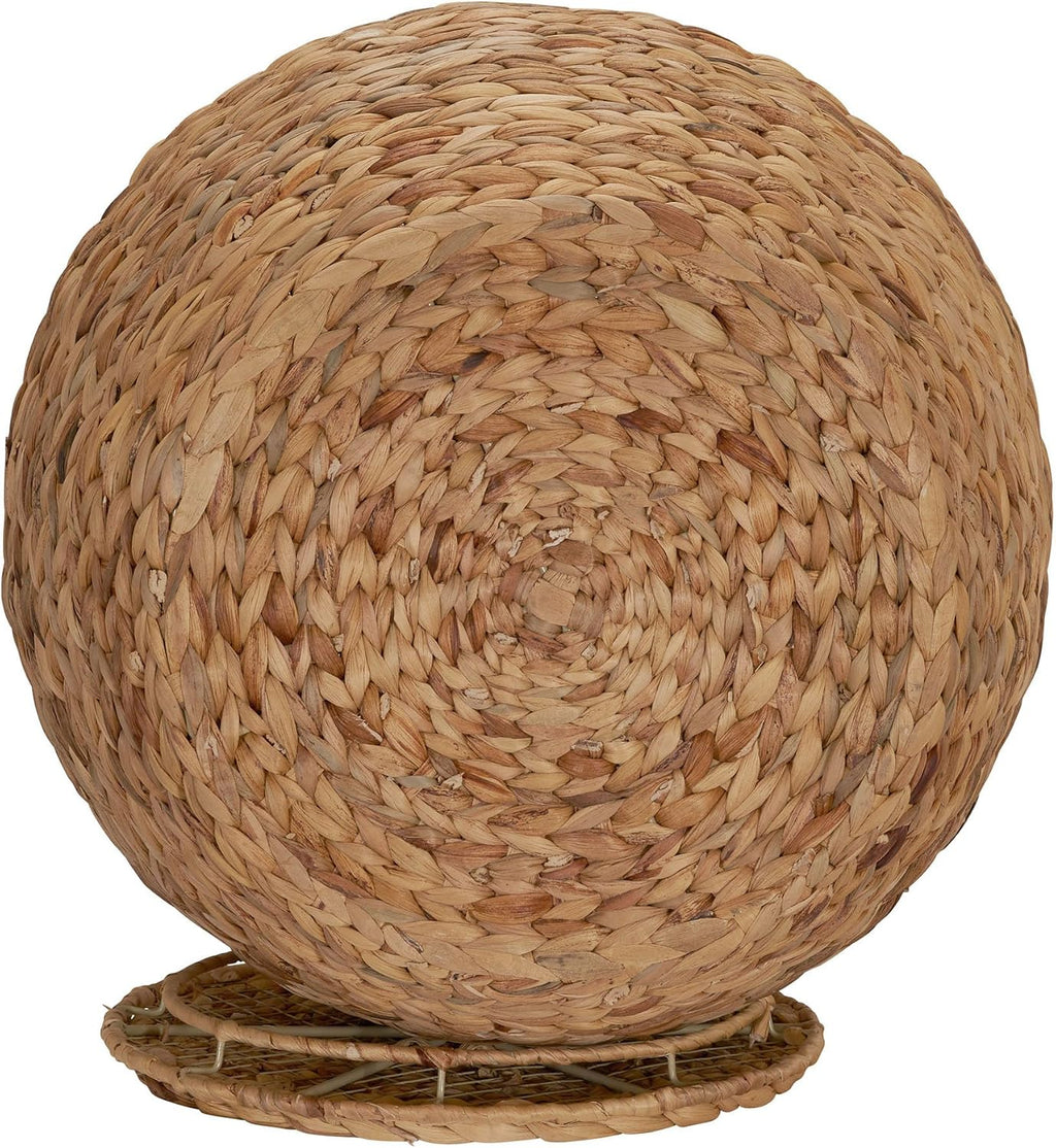 Household Essentials Handwoven Water Hyacinth Barrel Wicker Storage Basket Side Table, Natural