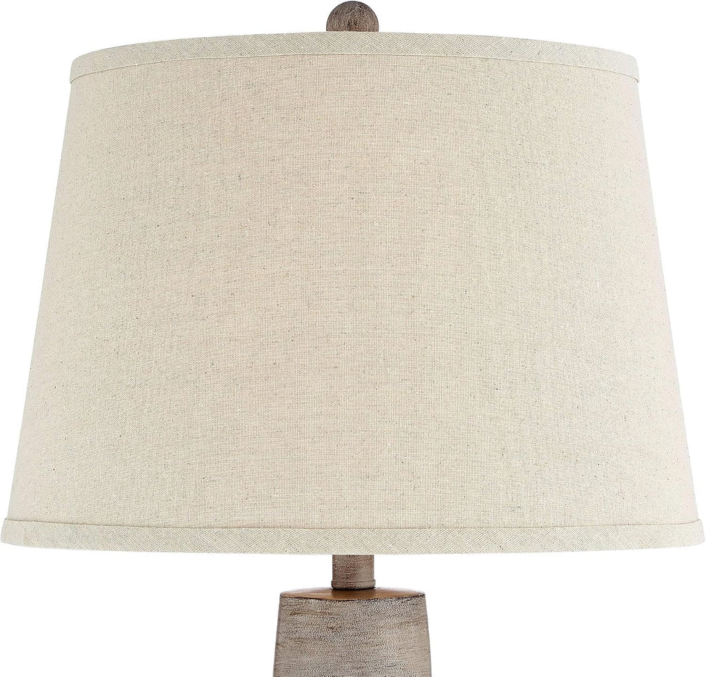 Regency Hill Glenn Rustic Country Cottage Style Table Lamps 27' Tall Set of 2 Southwest Urn Neutral Fabric Drum Shade Decor for Living Room Bedroom House Bedside Nightstand Home Office