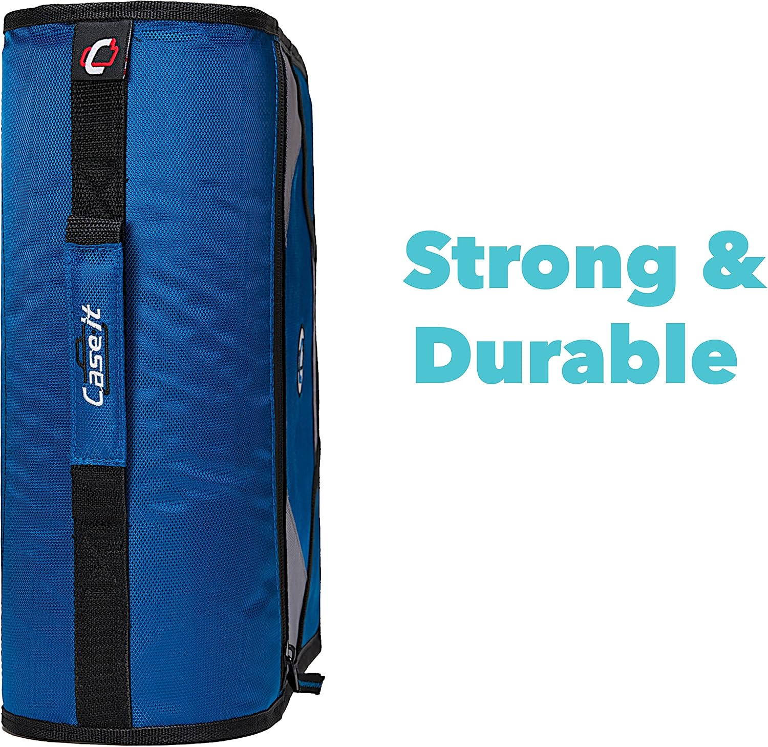 Case-it King Sized Zip Tab School Zipper Binder | 4-Inch D-Rings, 800 Sheet Capacity, 5-Subject Expanding File Folder, Multiple Pockets & Storage Organizer, Shoulder Strap | D-186 Blue | 4 Pack