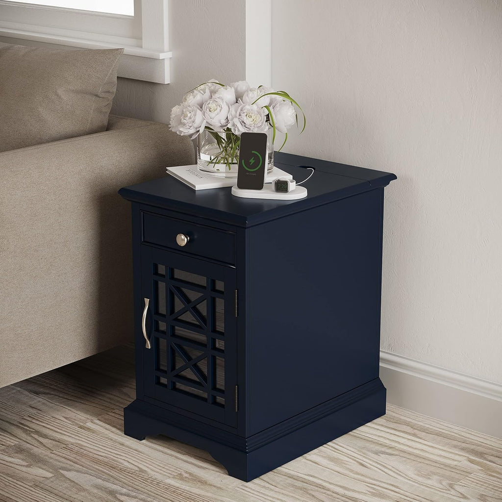 Jofran Craftsman End USB Charging Station Table, 16' Wx22 Dx25 H, Navy