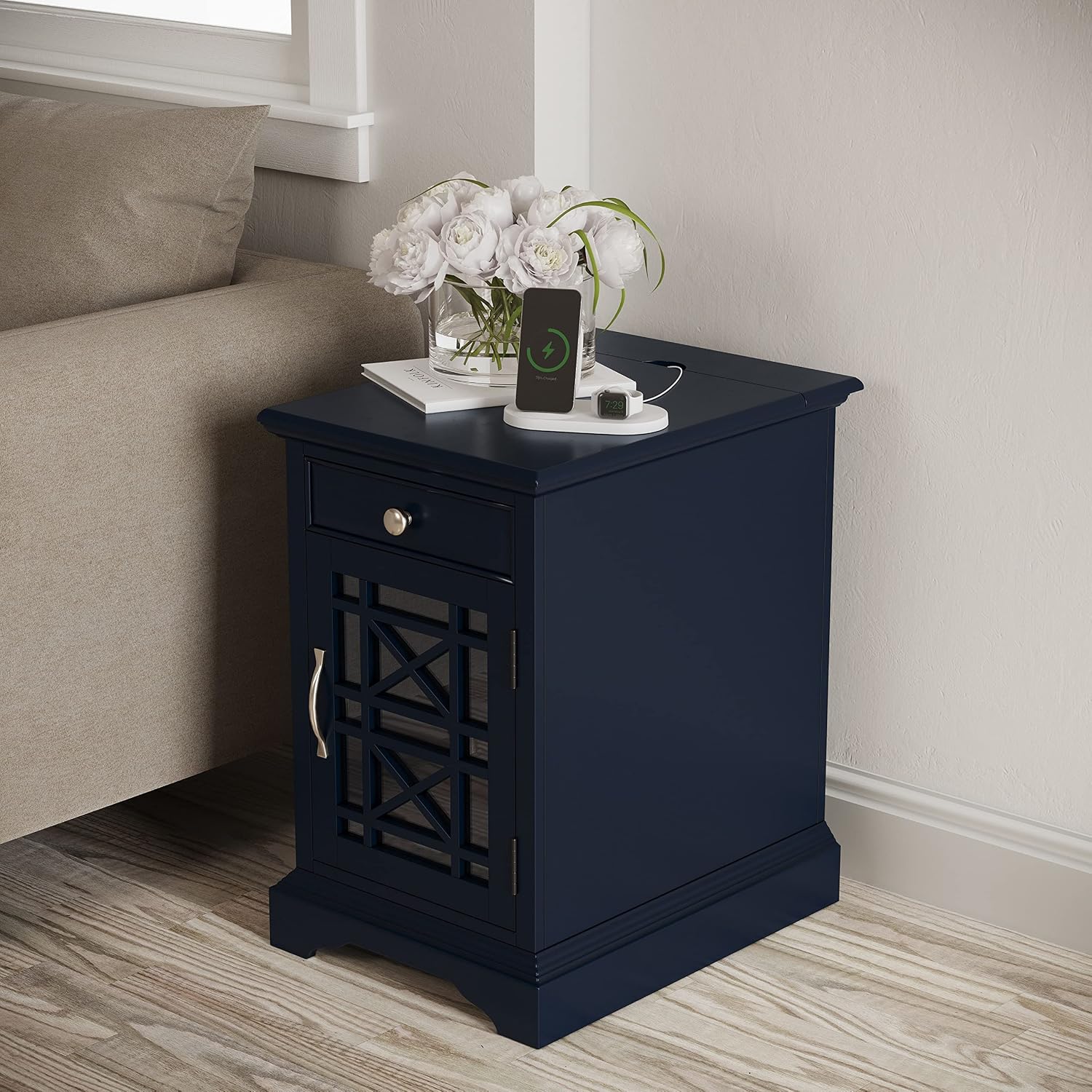 Jofran Craftsman End USB Charging Station Table, 16' Wx22 Dx25 H, Navy