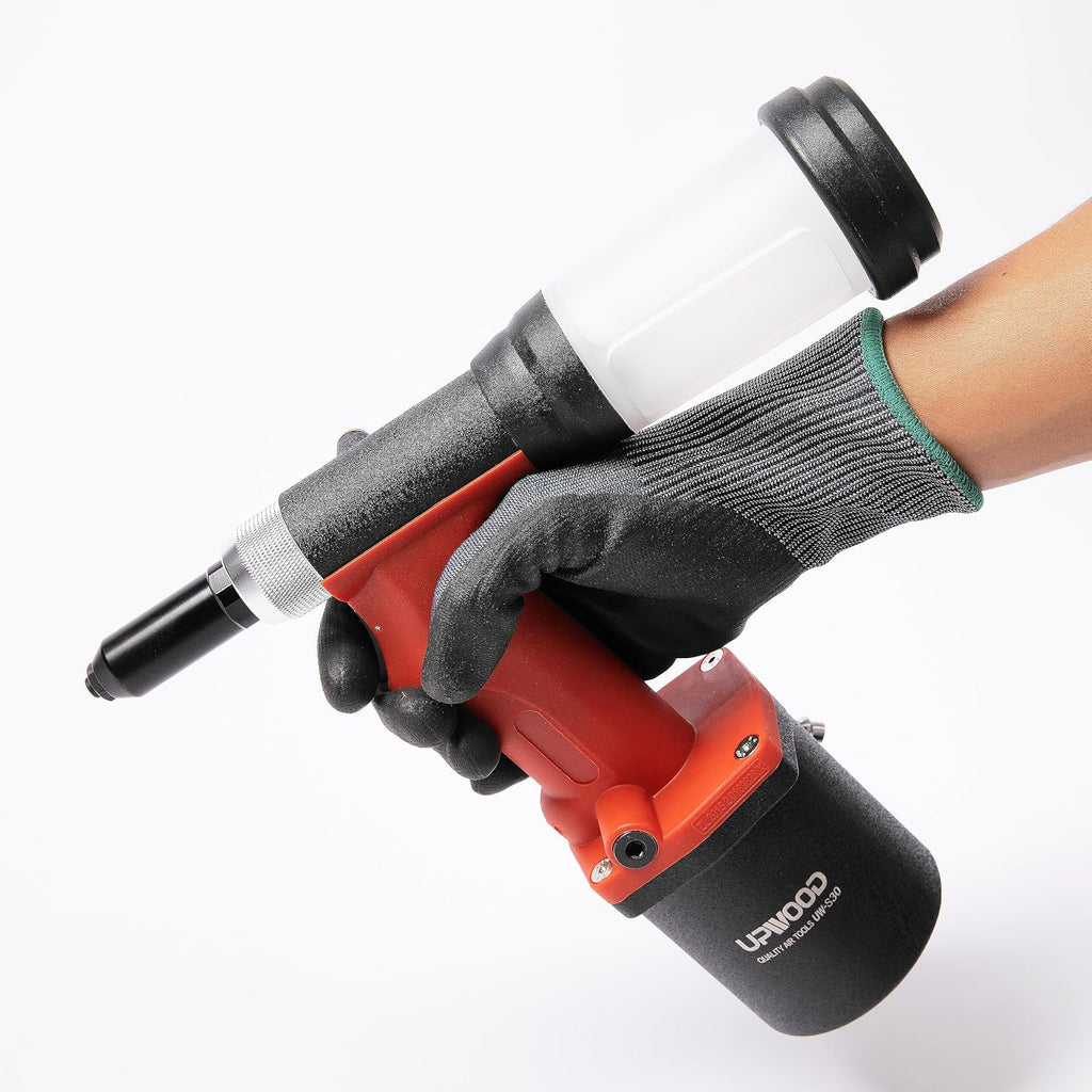Pneumatic Hydraulic Pop Rivet Gun, Self-Suction Air Riveter Riveting Tool with 100 pcs Blind Rivets and 3/32' 1/8' 5/32' 3/16' Nose Pieces