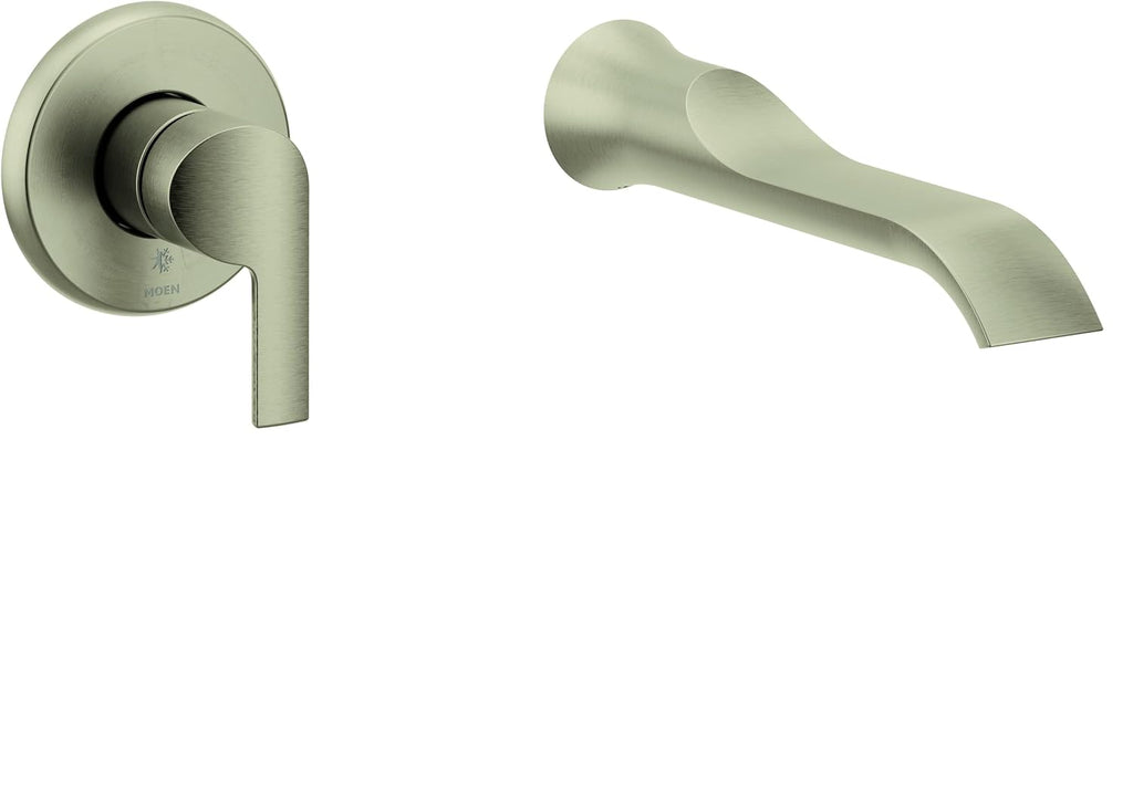 Doux Brushed Nickel Single Handle Wall Mount Tub Filler High Flow Tub Faucet with 10' Spout Reach, WTS981BN