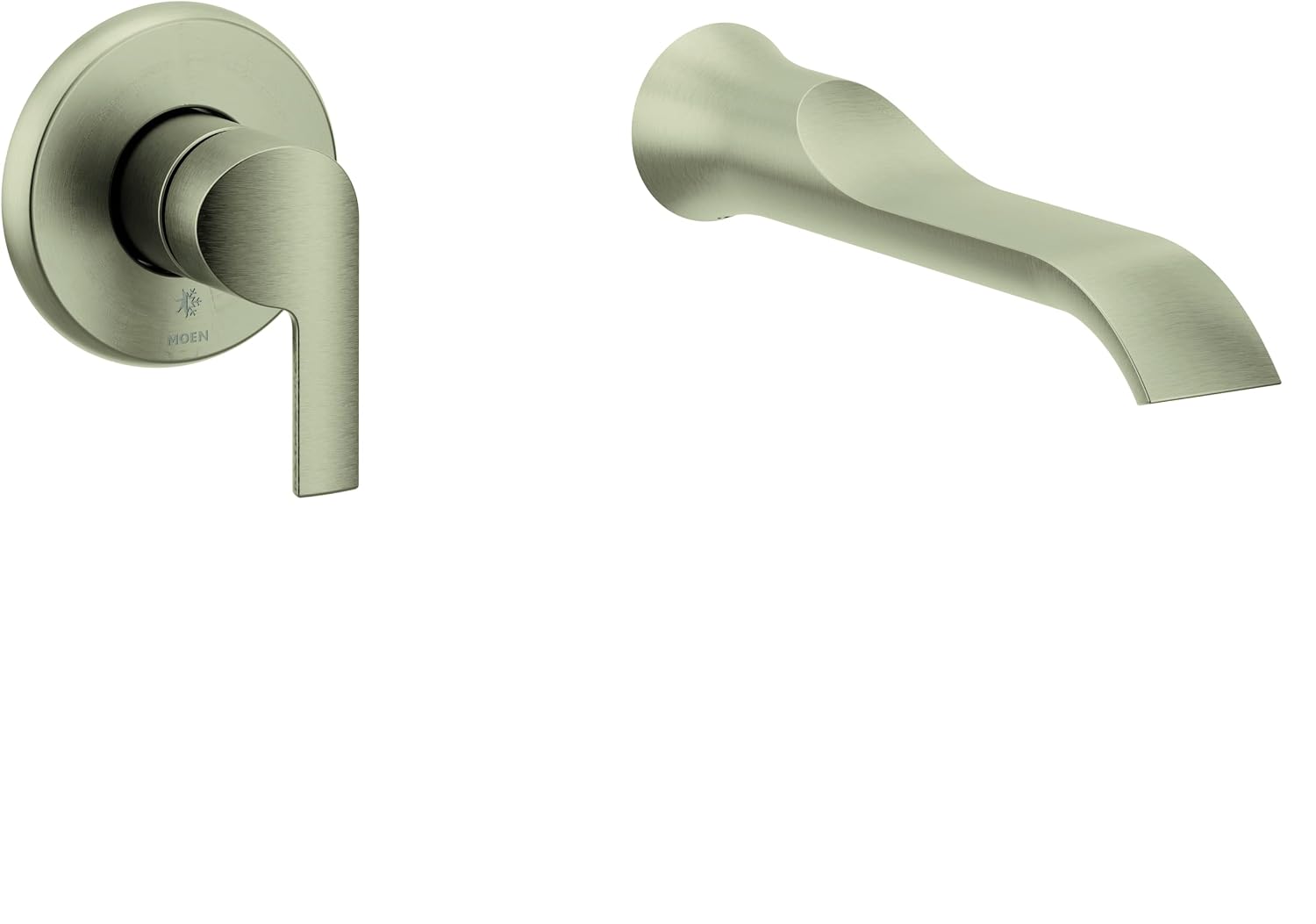 Doux Brushed Nickel Single Handle Wall Mount Tub Filler High Flow Tub Faucet with 10' Spout Reach, WTS981BN