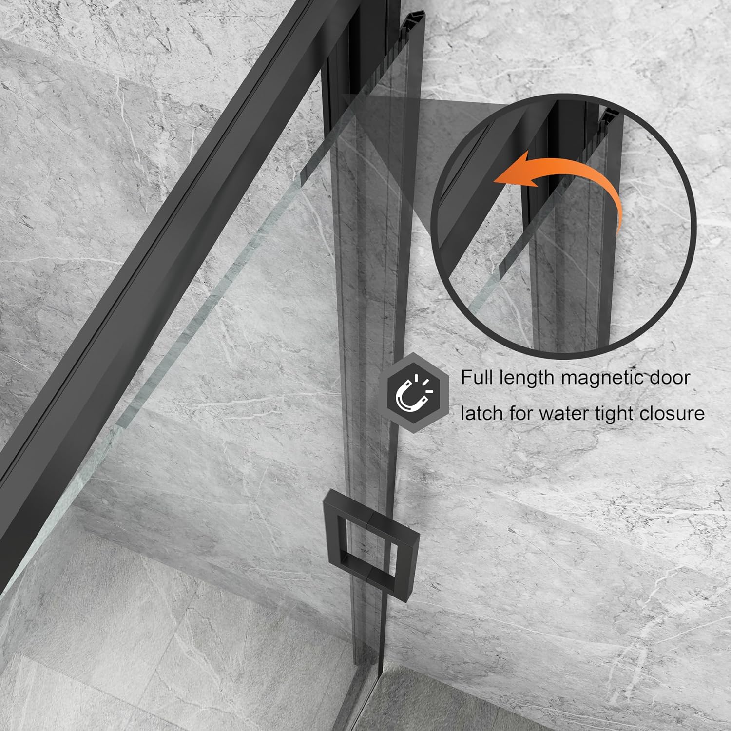TOOLKISS 32 in. to 36 in. W x 72 in. H Pivot Swing Framed Shower Door in Matte Black with Clear Glass