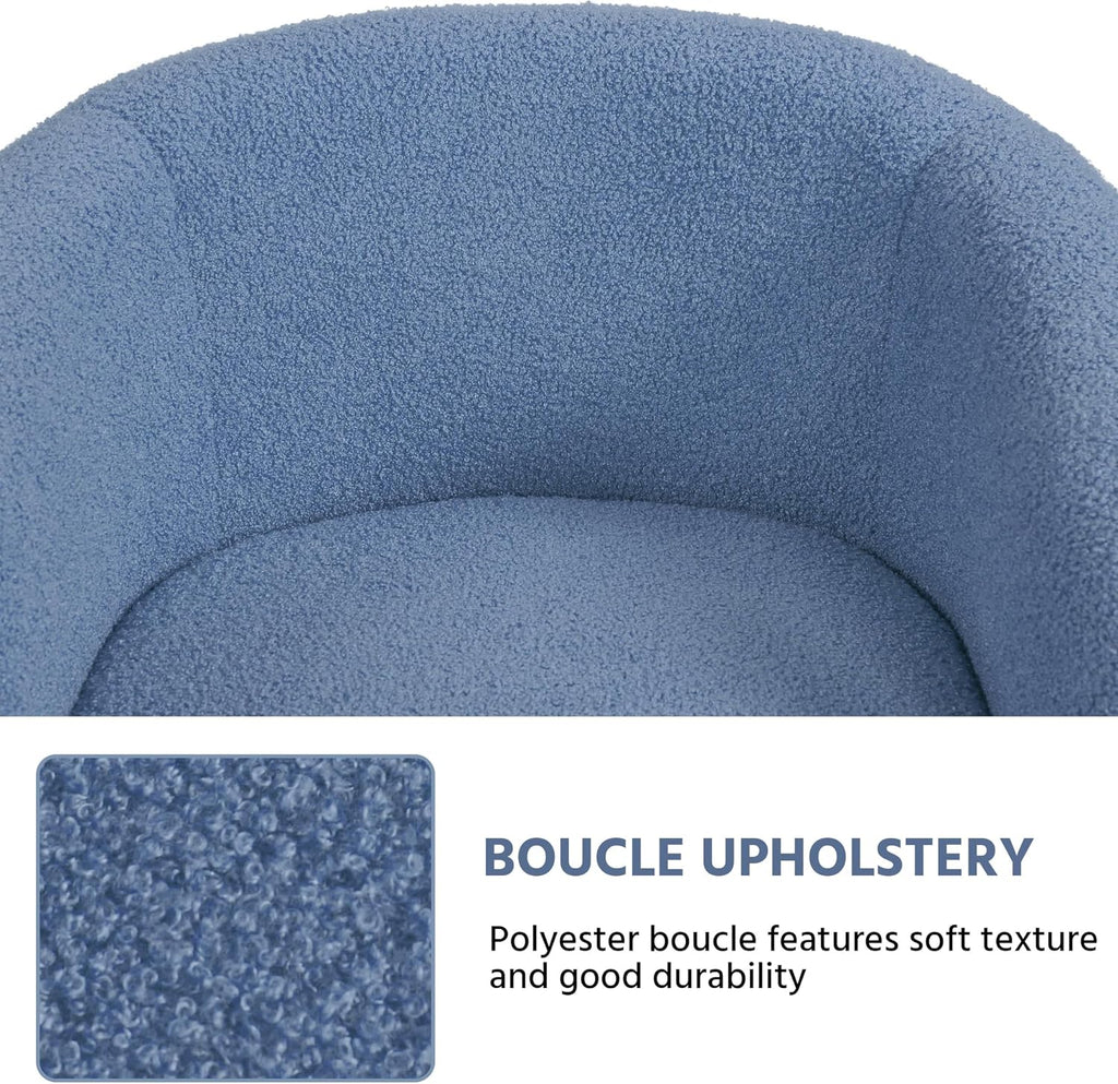 Yaheetech Barrel Chairs, Furry Accent Chairs with Soft Padded Armrest for Living Room Bedroom Waiting Room Office, Set of 2, Blue