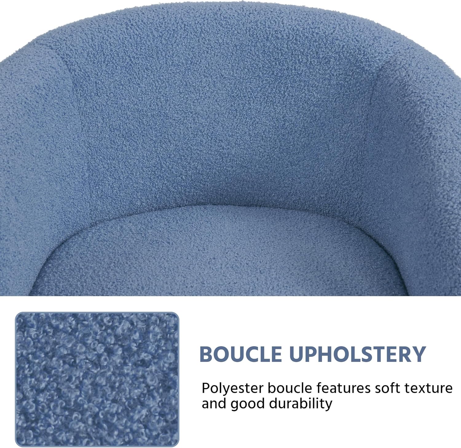 Yaheetech Barrel Chairs, Furry Accent Chairs with Soft Padded Armrest for Living Room Bedroom Waiting Room Office, Set of 2, Blue
