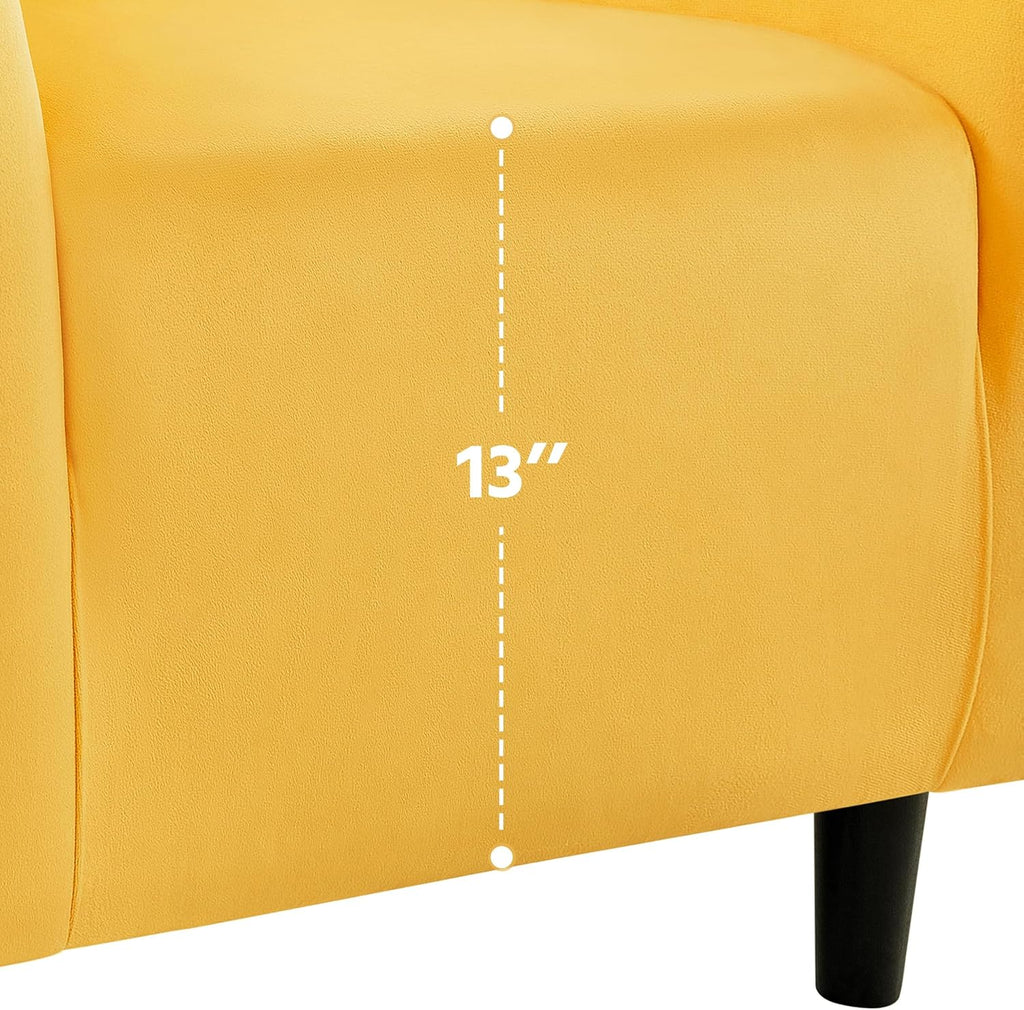 Yaheetech Barrel Chairs, Velvet Accent Chairs with Soft Padded Armrest for Living Room Bedroom Waiting Room Office, Set of 2, Yellow