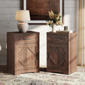 WAMPAT 2 Pack End Table with 1 Drawer & Barn Door, Farmhouse Sofa Side Table, Modern 31.9 inch Tall Nightstand Set of 2 with Adjustable Storage Shelf, Accent Cabinet for Living Room,Rustic Brown