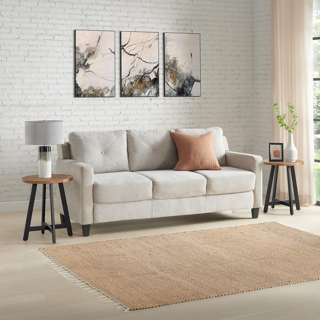 Alaterre Furniture End Table Set - Set of 2 Round Side Tables with MDF Tops and Metal Frames - for Living Room, Bedroom, or Dorm Room (Walnut)