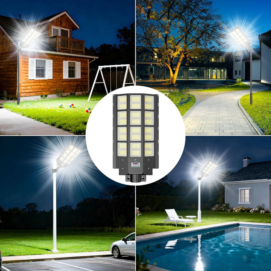 Solar Street Light Outdoor Waterproof Commercial Parking Lot Lights Motion Sensor 10000W LED Floodlight Dusk to Dawn, Outside Solar Lights for Yard Garden Pathway Patio