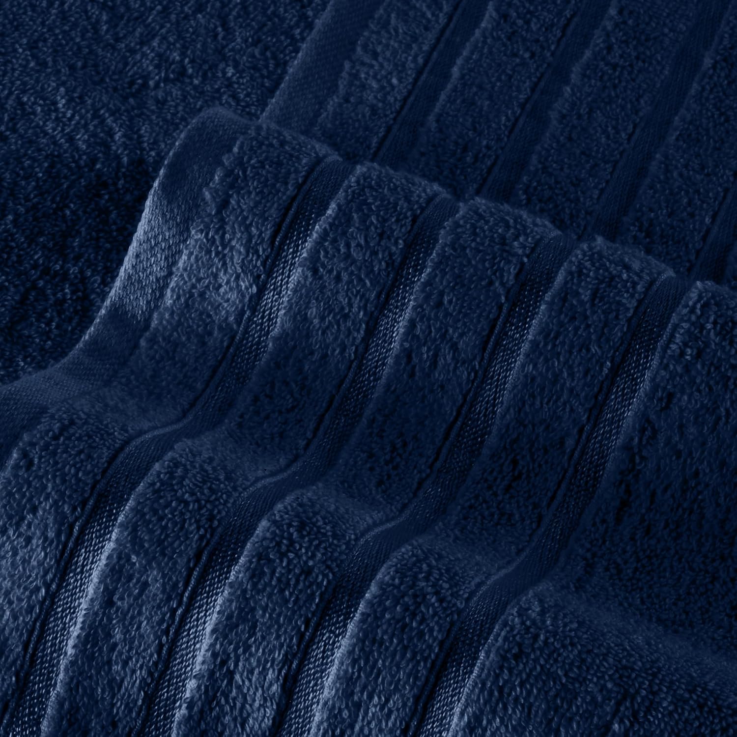 Elegant Comfort 4 Lines Viscose Stripe 6-Piece Towel Set 100% Turkish Cotton High Absorbent Luxury Bathroom Towels Includes 2 Washcloths, 2 Hand and 2 Bath Towels Set, Navy Blue (Pack of 4)