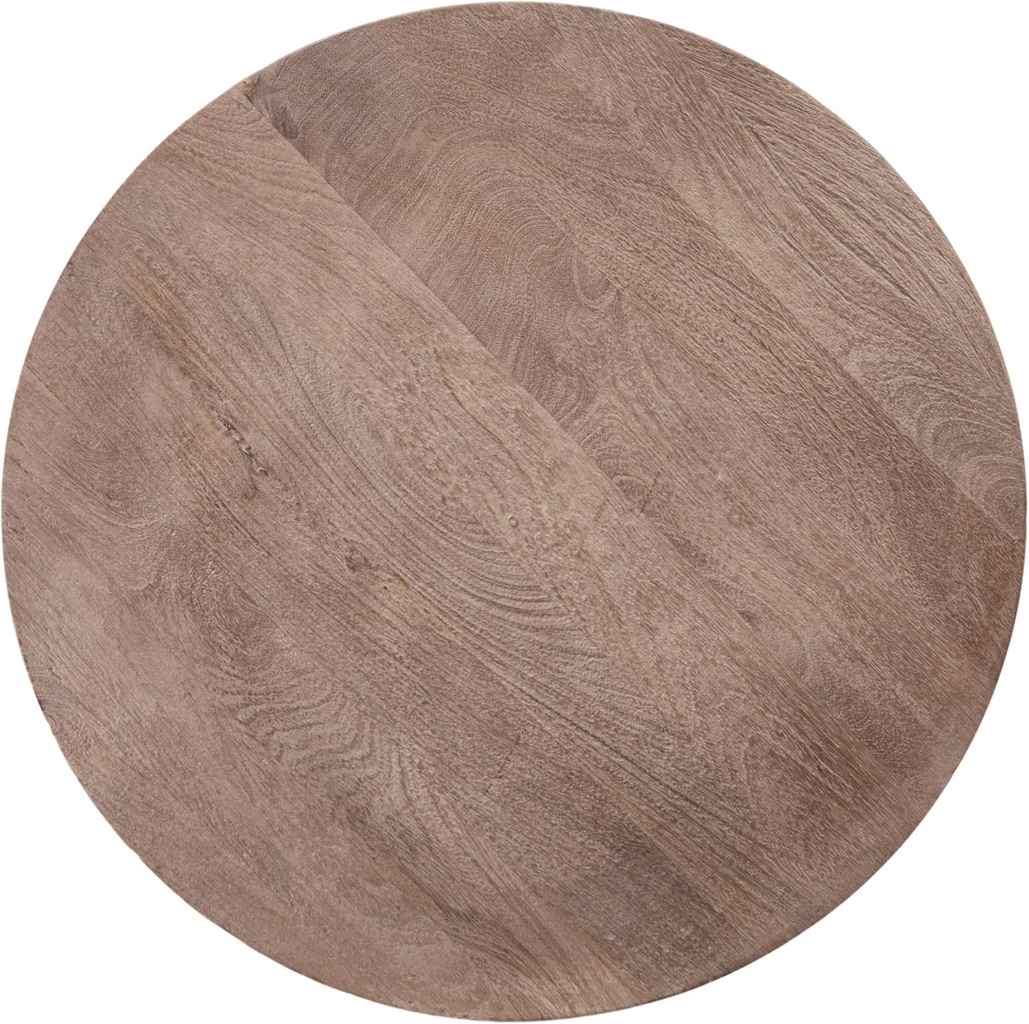 Creative Co-Op Round Mango Wood Table with 2 Cane Shelves