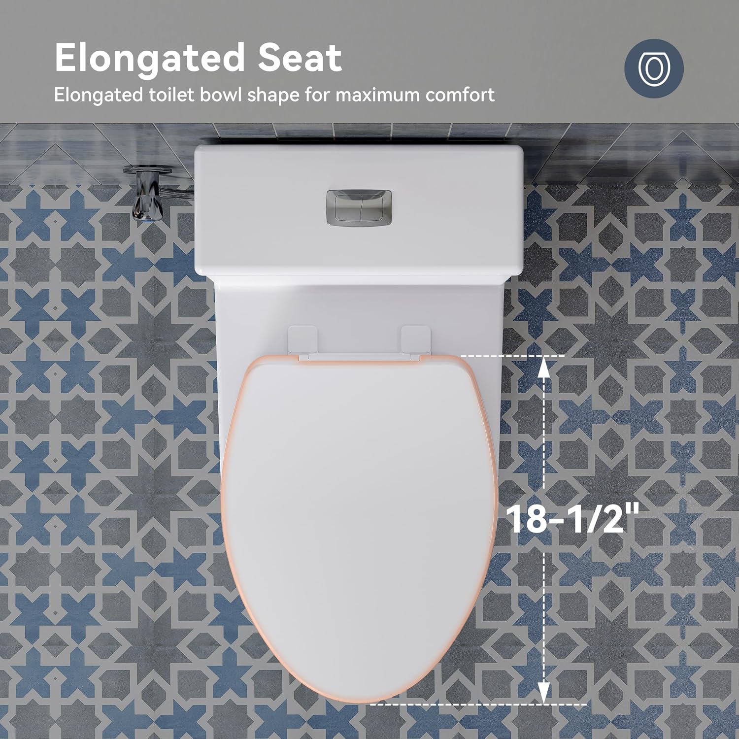 HOROW T0350W One-Piece Elongated Toilet, 17' ADA Chair Height, Dual Flush 0.8/1.28 GPF, MaP 1000g Powerful Flush, Soft-Close Seat, Skirted Design, Square Flush Button, 12' Rough-In, White
