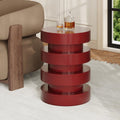 Merax MGO Round Side Table for Indoor Outdoor, Modern Sofa End Table, Small Coffee Tables for Living Room, Bedroom, Night Stand Bedside Table, No Assembly Required, Red