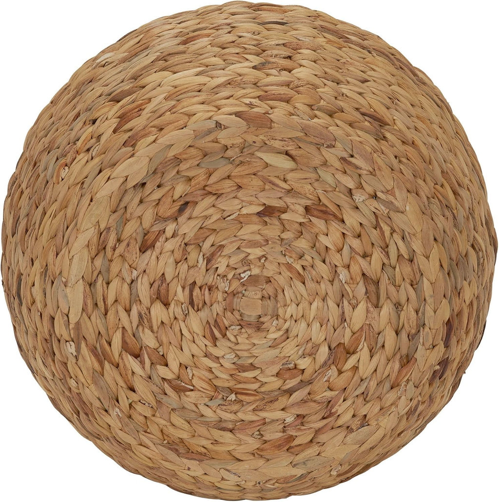 Household Essentials Handwoven Water Hyacinth Barrel Wicker Storage Basket Side Table, Natural