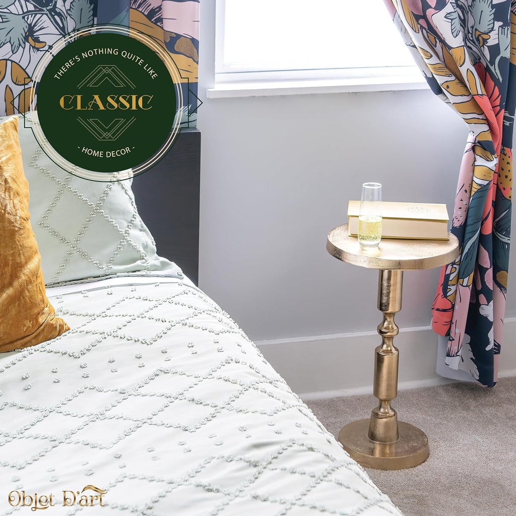 OBJET D'ART Small Round Gold End Tables, Rhodes, 21'' Height, Vintage Metal Accent, Side, Pedestal, Coctail and Drink Tables for Living Room and Small Spaces