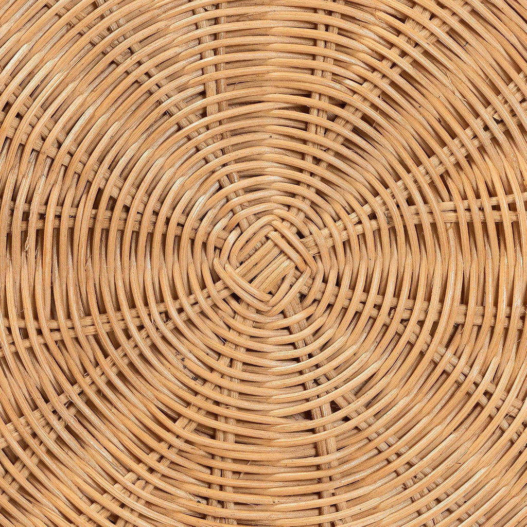 Bali & pari Caroline Round Natural Rattan End Table – Handwoven Wicker Drum Shape Accent Table for Living Room or Sunroom, Light Honey