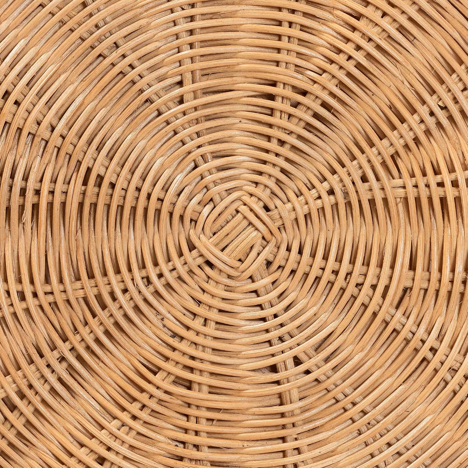 Bali & pari Caroline Round Natural Rattan End Table – Handwoven Wicker Drum Shape Accent Table for Living Room or Sunroom, Light Honey