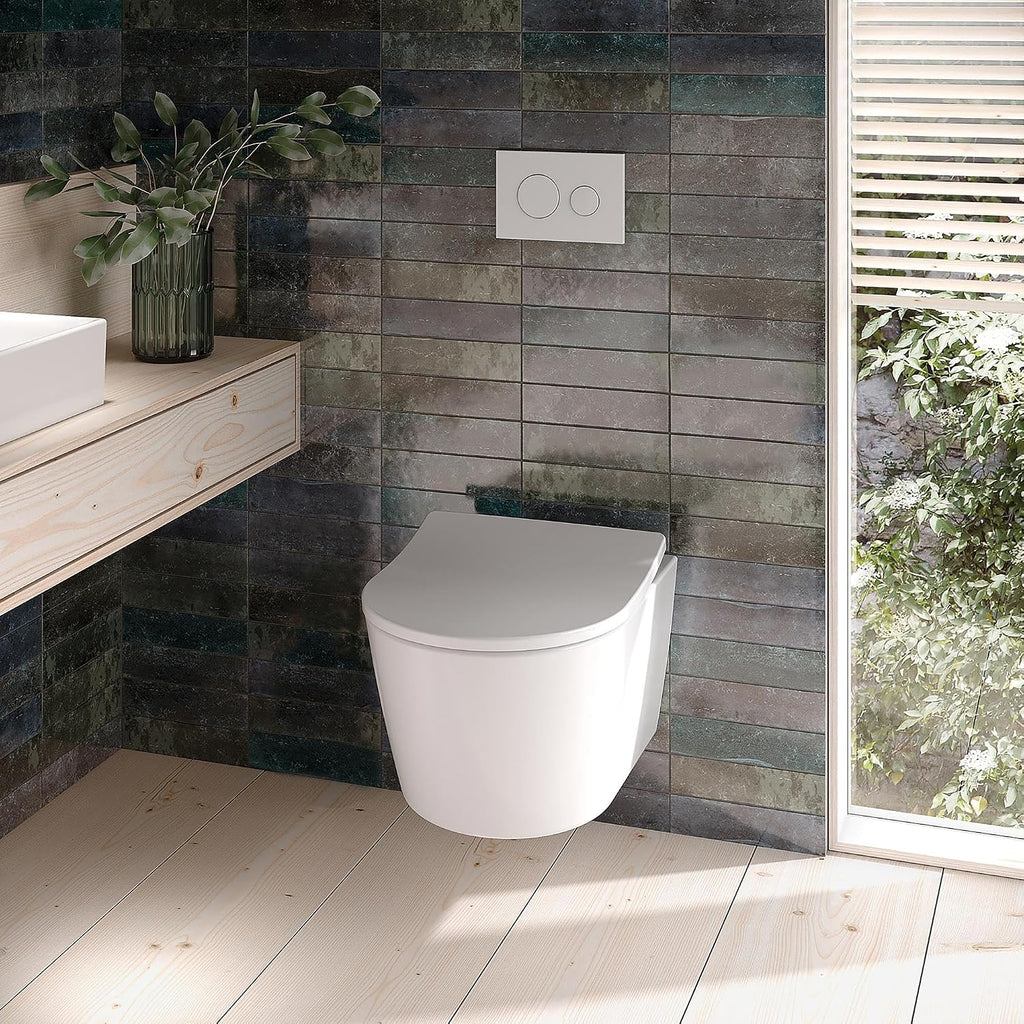 TOTO® RP® Compact Wall-Hung Elongated Toilet and DuoFit® In-Wall 0.9 and 1.6 GPF Tank System Copper Supply Line, Matte Silver - CWT427227CMFG#MS