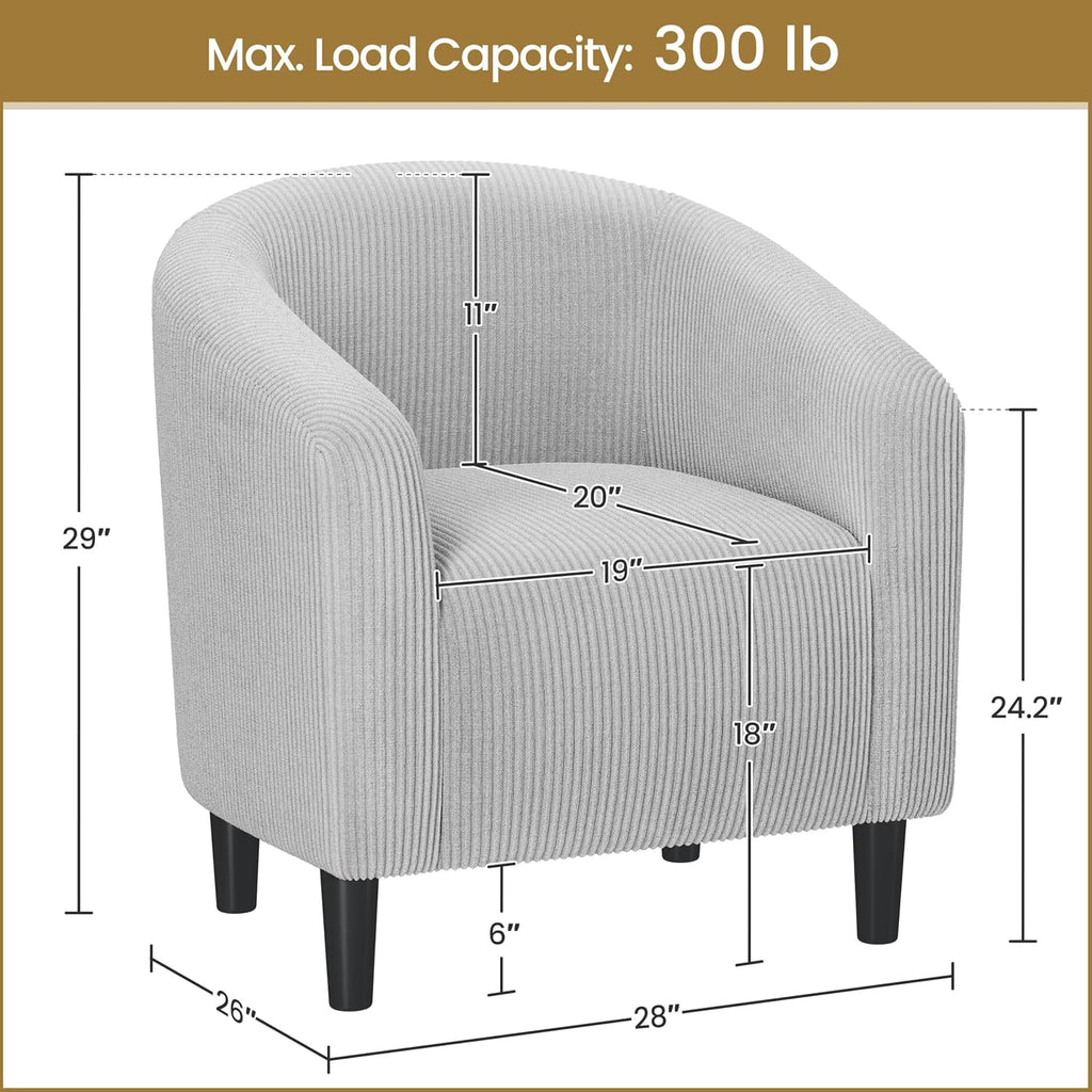 Yaheetech Accent Barrel Chair, Corduroy Fabric Club Chair, Furry Sherpa Elegant Armchair with Cozy Soft Padded for Living Room Bedroom Reception Room Office, Set of 2, Light Gray