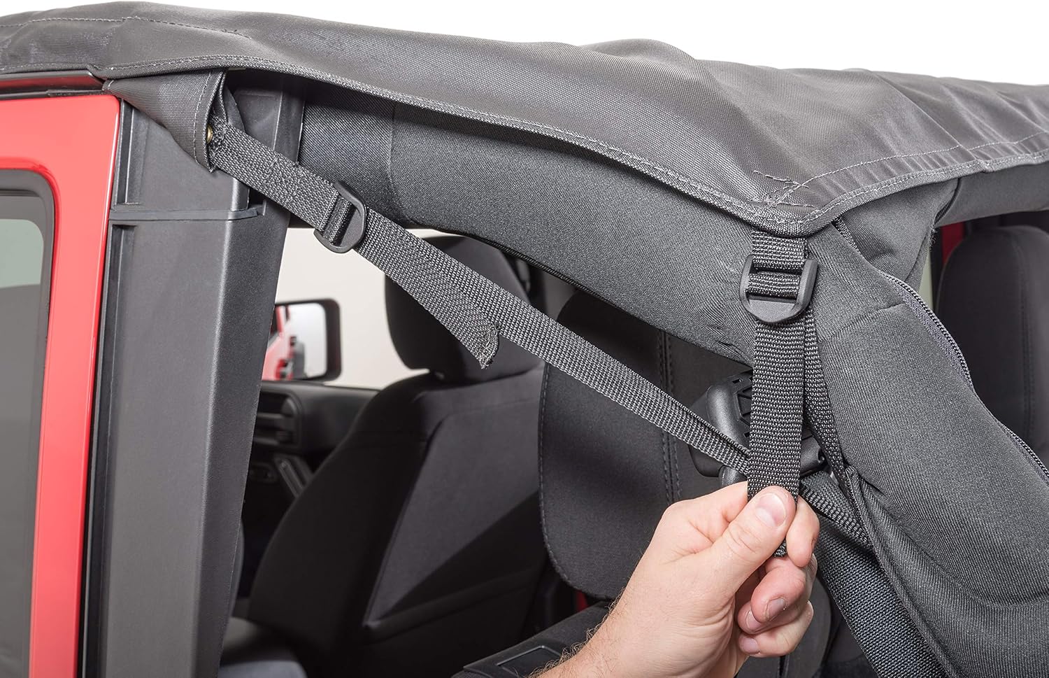 MasterTop 3-Piece Ultimate Summer Soft Top Combo - Bimini Soft Top, Wind Stopper Cab Curtain, and Tonneau Deck Cargo Cover - Fits Jeep Wrangler JK JKU Unlimited 4-Door 2010-2018 - Black MasterTwill