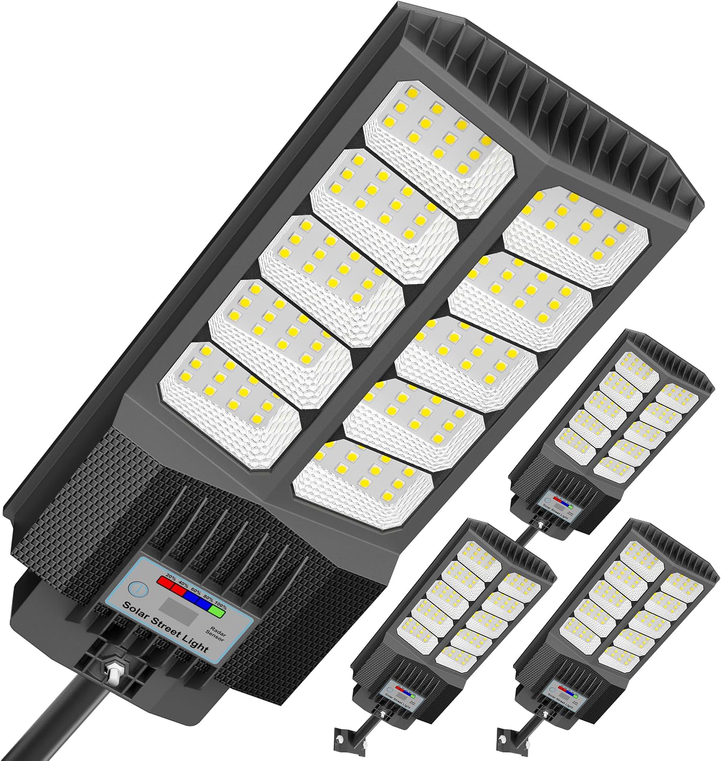 Solar Street Lights Outdoor Waterproof 6500W Solar Flood Lights Dusk to Down with Motion Sensor for Parking Lot, Outdoor Street Light Solar Powered 7000K for Yard Patio and Walkway