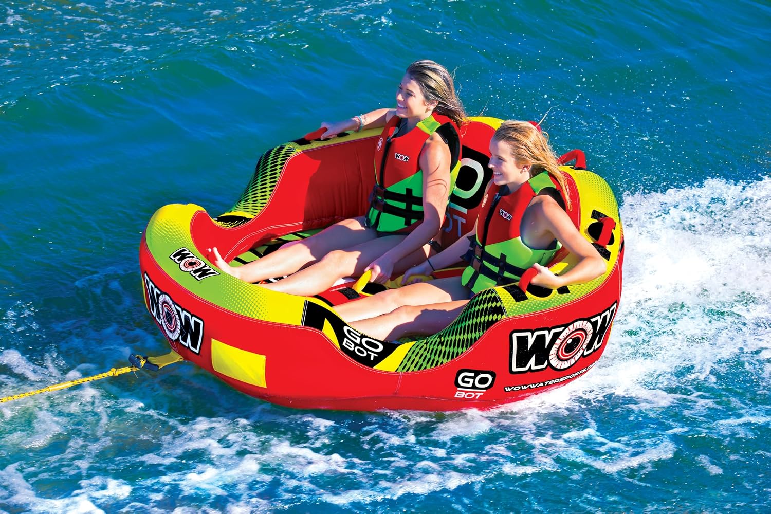 Wow Sports Go Bot Towable Tube - Front & Back Tow Points - for Boating - Kids & Adults