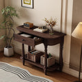 LUMISOL Solid Wood Entryway Table with Drawer and Open Shelf, for Living Room, Espresso