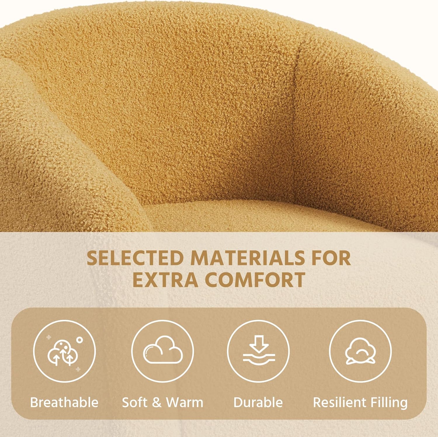 Yaheetech Accent Chairs for Living Room, Furry Barrel Chairs Set of 2, Sherpa Chairs with Soft Padded Armrest, Club Chairs for Bedroom Waiting Room Office, Mustard Yellow