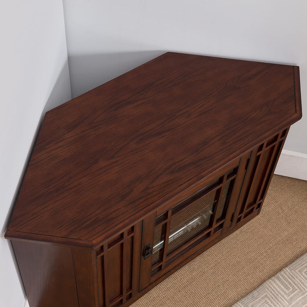 Leick Home 82285 Mission Corner TV Stand Made from Solid Wood, One Door and Adjustable Shelf, for 50' TVs, Mission Oak