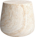 Empire Art Direct Barrel Travertine Stone Finish Italian Design MgO Side Accent Table, Living Room, Bedroom & Office, 18.8'x18.8'x16.1'