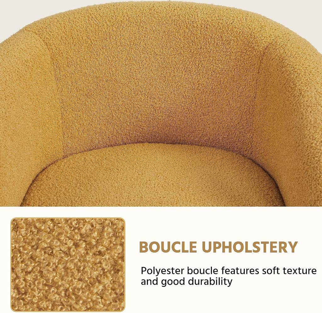 Yaheetech Accent Chairs for Living Room, Furry Barrel Chairs Set of 2, Sherpa Chairs with Soft Padded Armrest, Club Chairs for Bedroom Waiting Room Office, Mustard Yellow